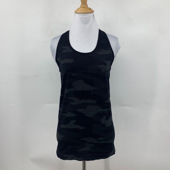 Athleta Speedlight Tank Top Womens S Black Camo Seamless Racerback Nylon Blend - Picture 2 of 13